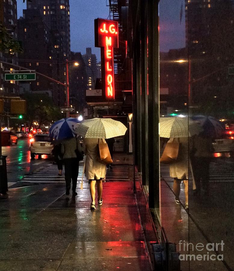 Umbrella Photograph - Rainy Night Reflections by Miriam Danar