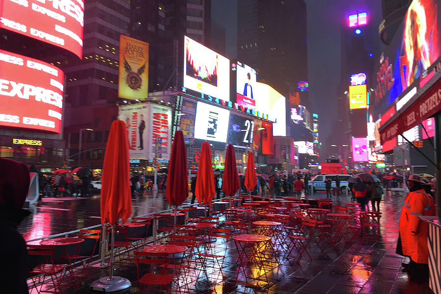 Rainy Night Times Square New York City Photograph By Jerry Griffin