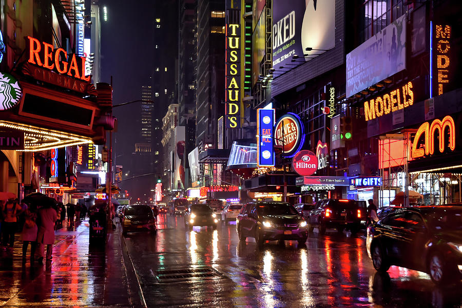 Times Square Photograph - Rainy NYC by Terri Mongeon