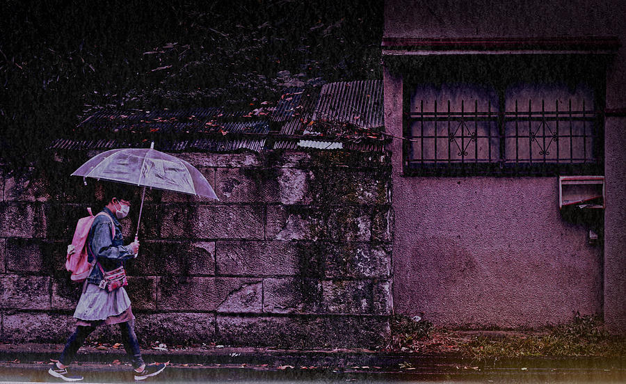 Umbrella Photograph - Rainy Pink by Naoaki Miyamoto