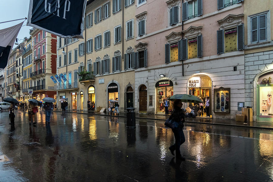 Rainy Rome - Via del Corso Take Three Photograph by Georgia Mizuleva