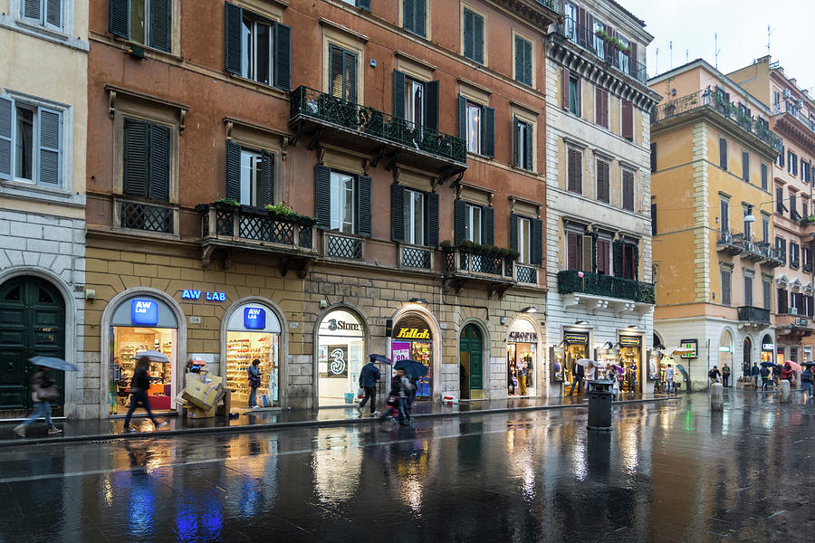 Rainy Rome - Via del Corso Take Two Photograph by Georgia Mizuleva