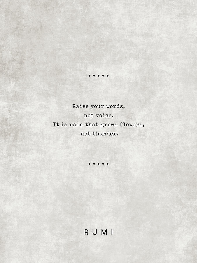 Typography Mixed Media - Raise your words - Rumi Quotes 10 - Literary Quotes - Typewriter Quotes - Rumi Poster - Sufi Quotes by Studio Grafiikka