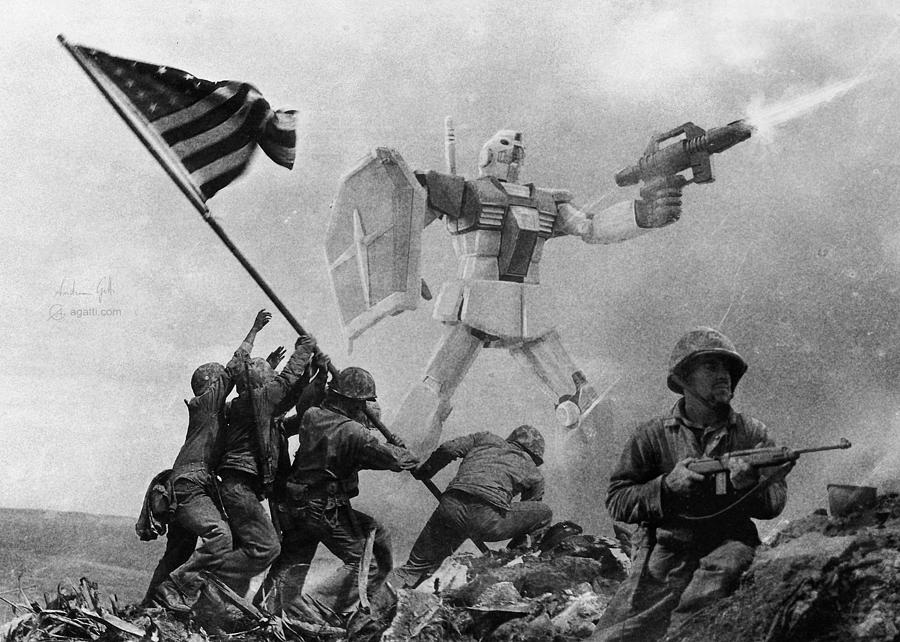 Architecture Digital Art - Raising the Flag on Iwo Jima by Andrea Gatti