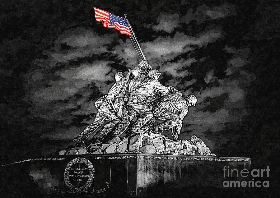 Raising the Flag on Iwo Jima Digital Art by Stefano Senise