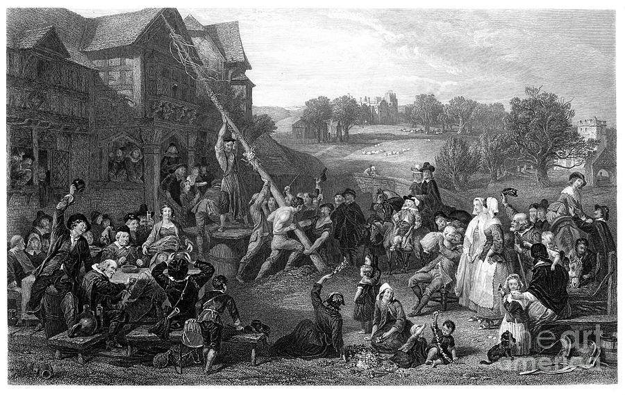 Raising The May-pole, C1854.artist E Drawing by Print Collector