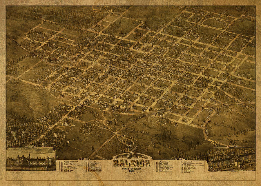 Raleigh North Carolina Vintage City Street Map 1872 Mixed Media By Design Turnpike Pixels 3926