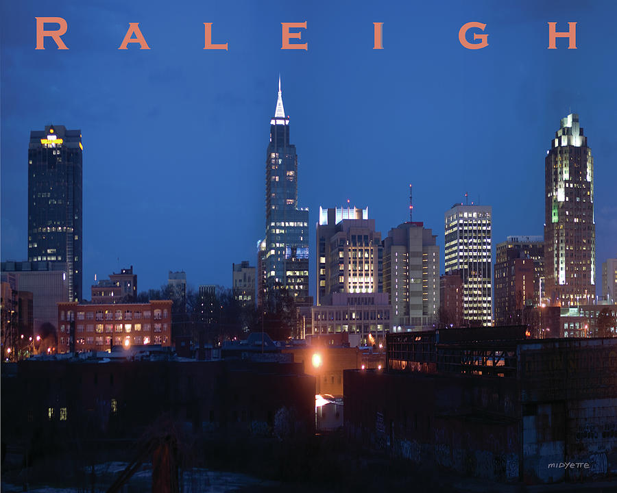 Raleigh Skyline night photo 16 x 20 ratio Photograph by Tommy Midyette