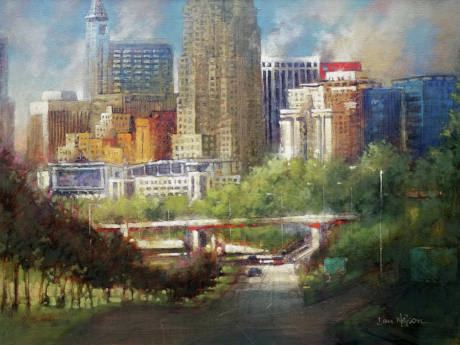 Raleigh Skyline Overcast Painting by Dan Nelson