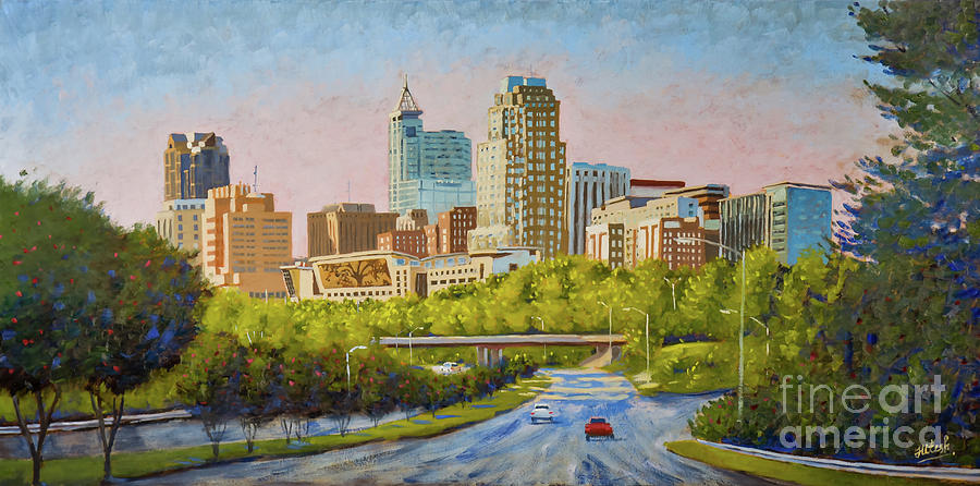 Raleigh Skyline Painting by Tesh Parekh