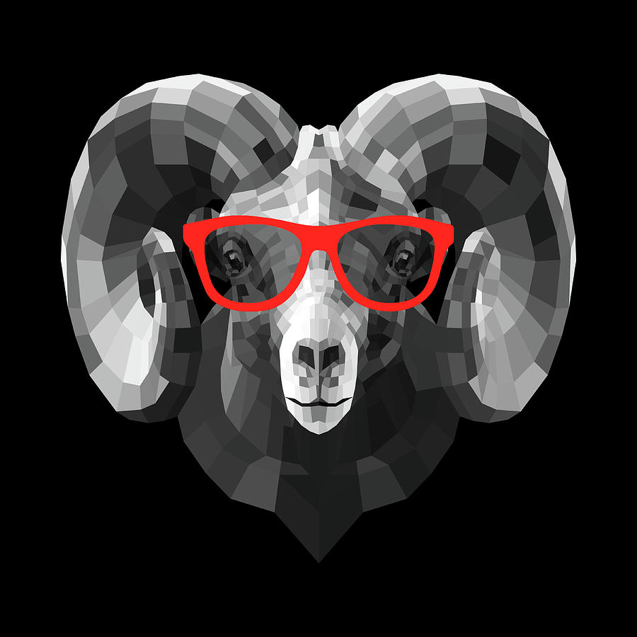 Ram Digital Art - Ram In Red Glasses by Naxart Studio Ram Digital Art - Ram In Red Glasses by Naxart Studio