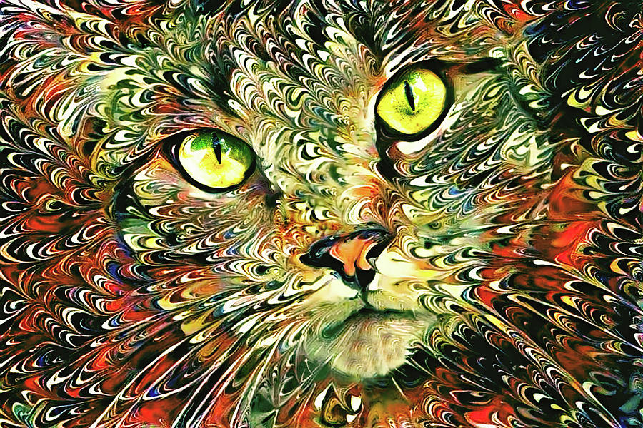 Rambler the Psychedelic Tabby Cat Digital Art by Peggy Collins