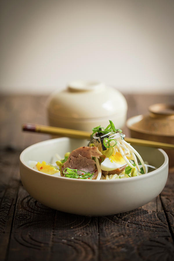 Ramen With Chashu Pork, Leek And Eggs japan Photograph by Eising Studio