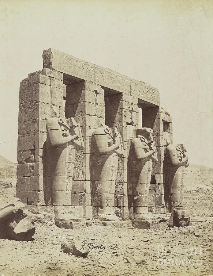 Greek Photograph - Ramesseum, Thebes, View Of The Southeast Of The Second Court, 19th Century by Antonio Beato