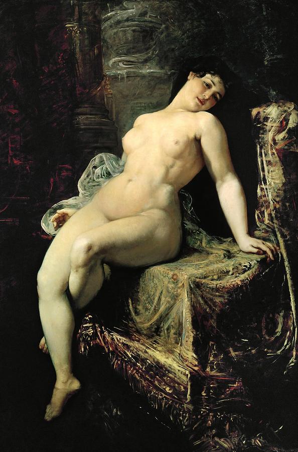 Ramon Marti Alsina / Female Nude, Oil on canvas. Painting by Ramon Marti Alsina -1826-1894-