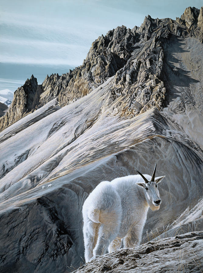 Ramparts- Mountain Goats Painting by Ron Parker