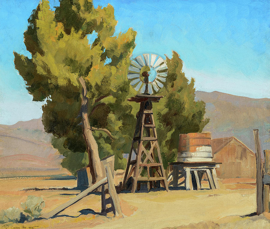 Ranch Windmill, Carson, Nevada, 1935 Painting by Maynard Dixon