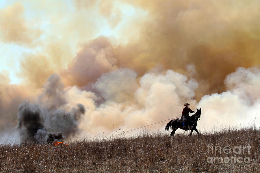 Rancher Starting a Controlled Burn Photograph by Catherine Sherman
