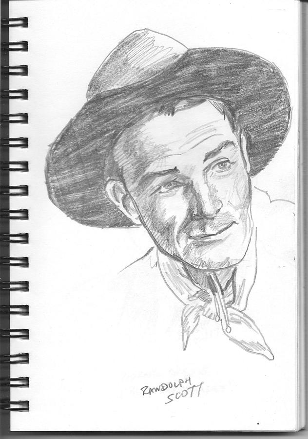 Randolph Scott Drawing by Bryan Bustard