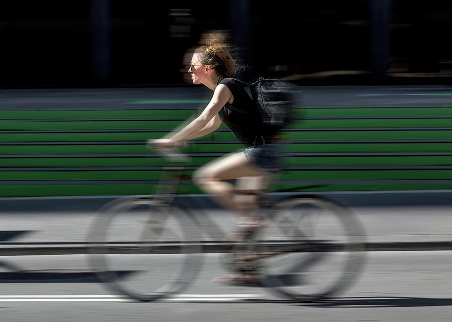 Random Cyclist No 1 Color Blur Version Photograph by Brian Carson