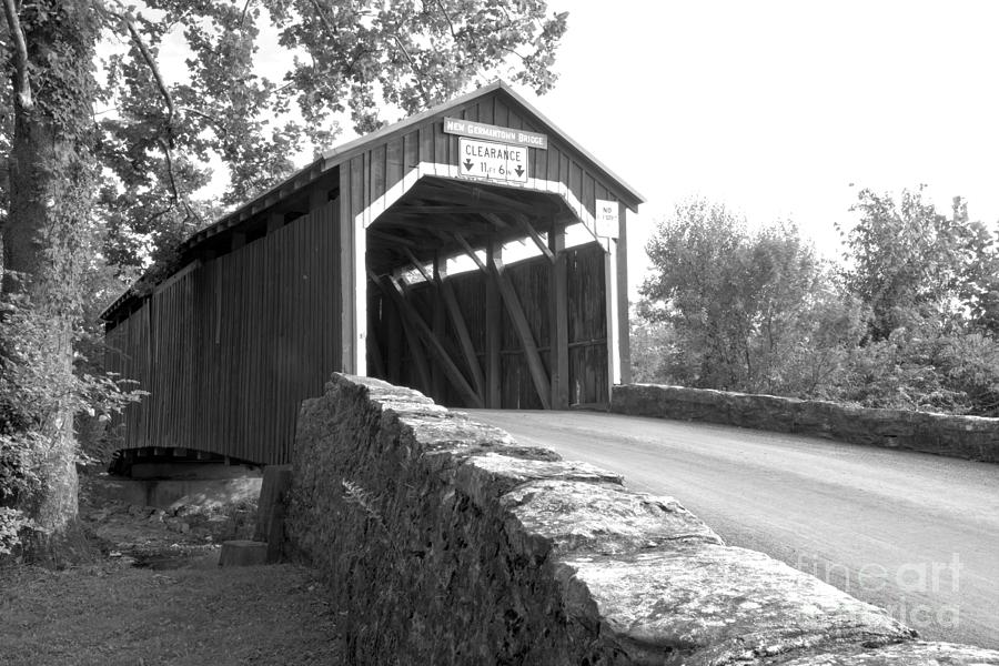 Raod To The Germantown Covered Bridge Black And White Photograph by Adam Jewell