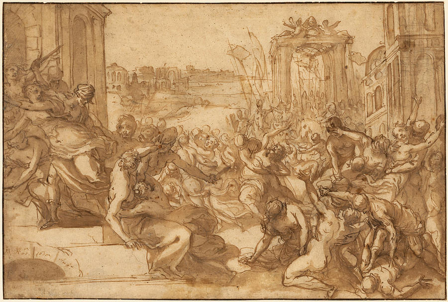Rape of the Sabines Drawing by Hans Rottenhammer