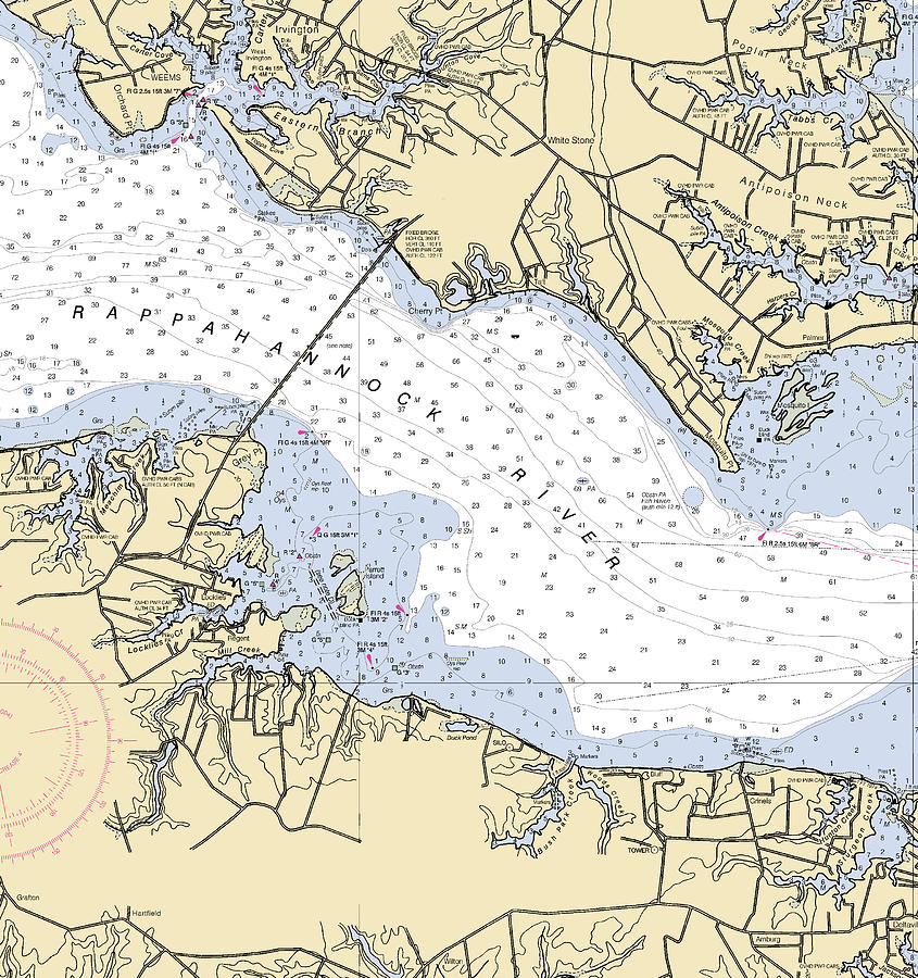 Rappahannock Rivervirginia Nautical Chart Mixed Media by Bret Johnstad