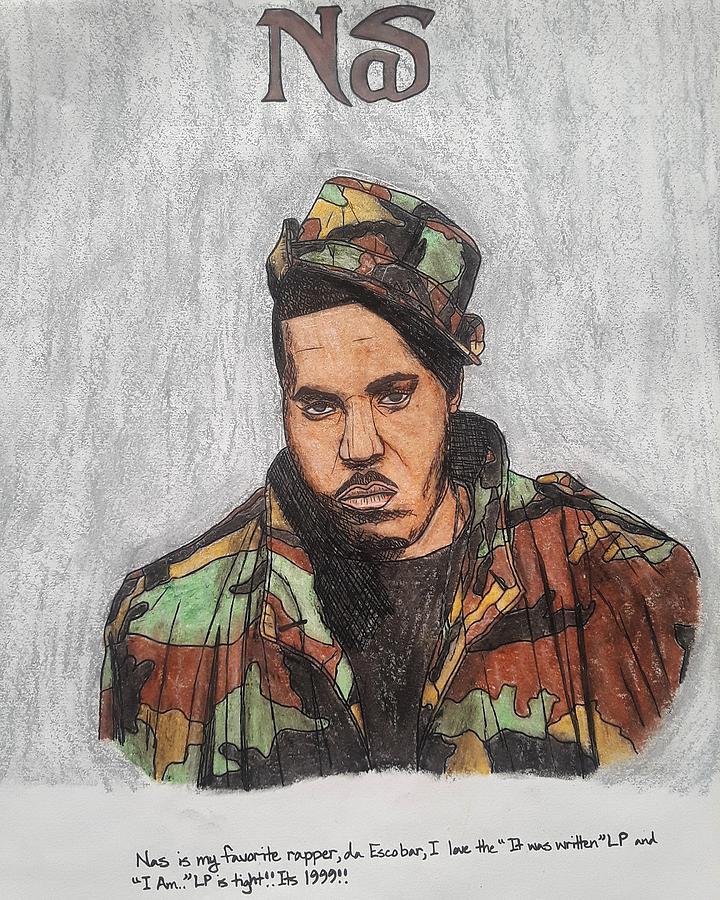 Rapper Nas Drawing by Brandon BCity Crawford Fine Art America