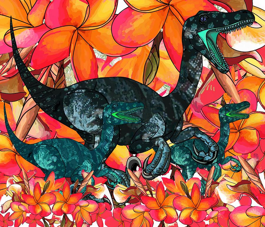 Raptor with Young in Frangipani Drawing by Joan Stratton