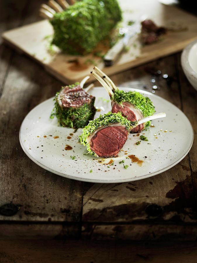 Rare Lamb Chops In A Herb Coating Photograph by Jalag / Markus Bassler