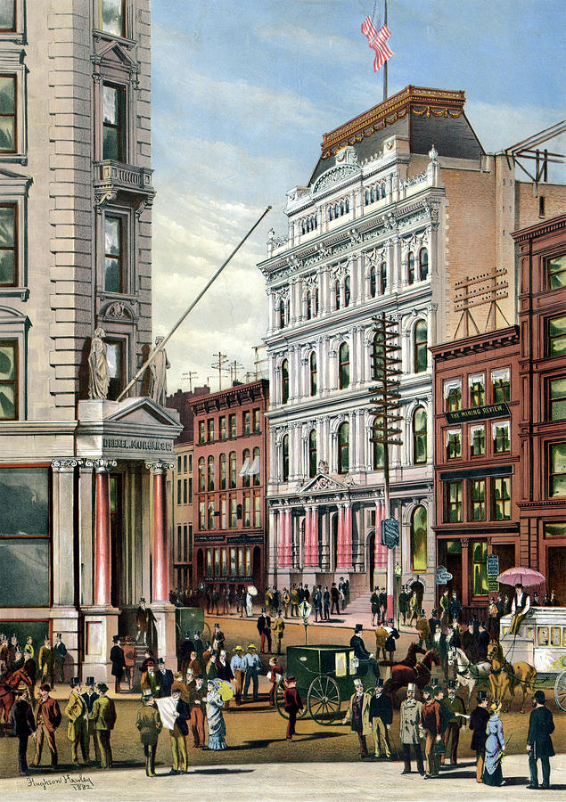 Rare large view of the New York Stock Exchange 1882  Photograph by Doc Braham