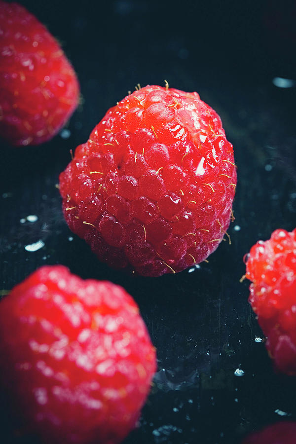 Raspberries close-up Photograph by Kfir Harbi