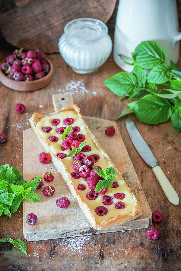 Raspberry And Cream Cheese Tart Photograph by Irina Meliukh