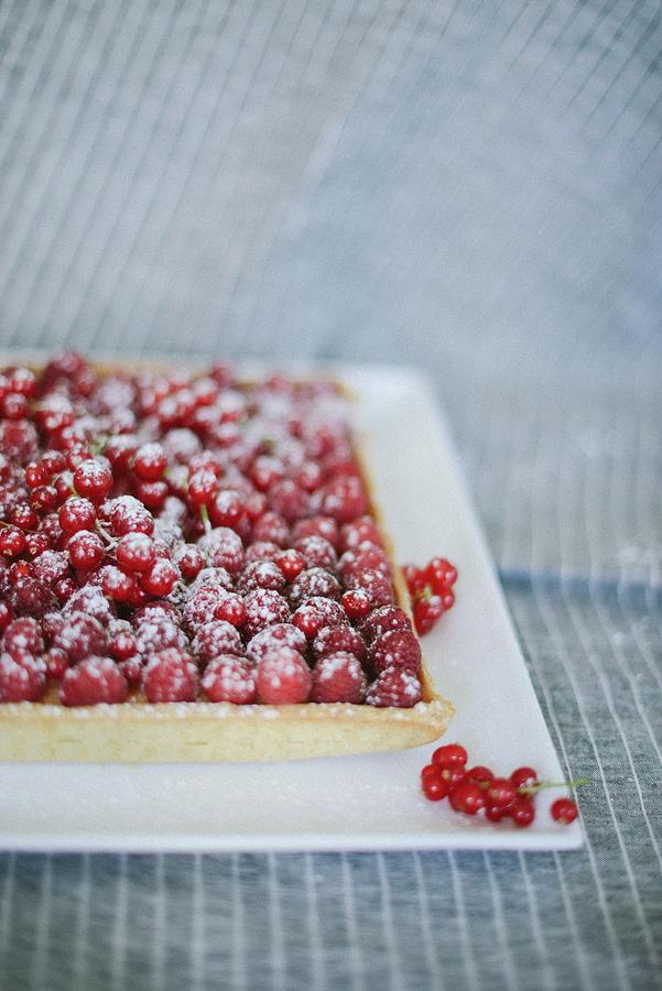 Raspberry And Gluten-free Almond-coco Confectioners Custard Tart Photograph by Pouzet