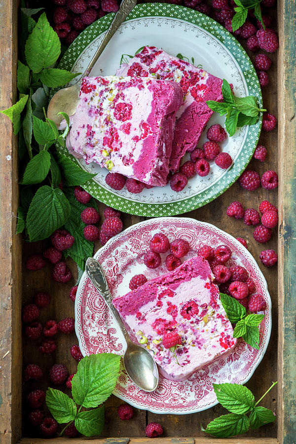 Raspberry And Pistachio Ice Cream Cake Photograph by Irina Meliukh