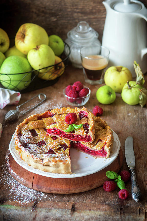 Raspberry Apple Pie With A Pastry Lattice Photograph by Irina Meliukh