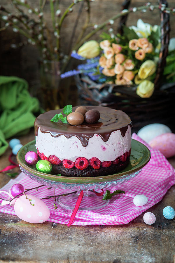 Raspberry Easter Cake With Cottage Cheese Photograph by Irina Meliukh