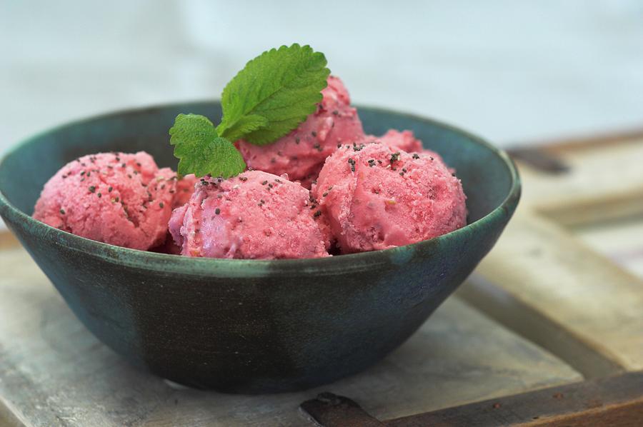 Raspberry Ice Cream With Chia Seeds Photograph by Christine Gill