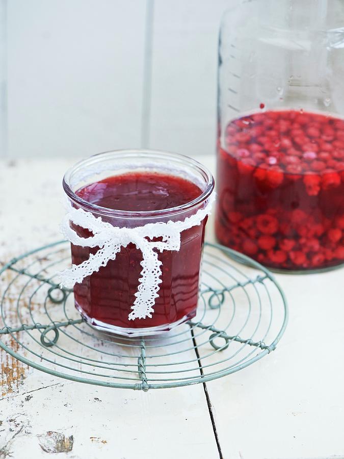 Raspberry Jam In A Glass Jar Photograph by Hannah Kompanik