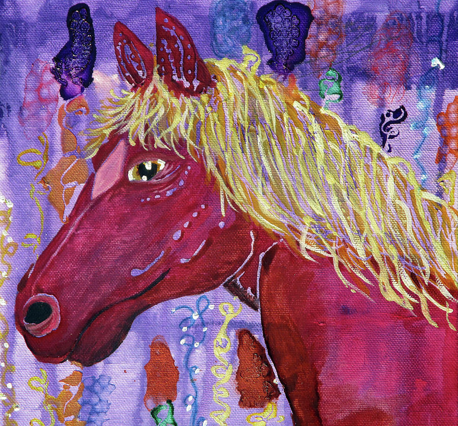 Horse Painting - Raspberry by Lauren Moss