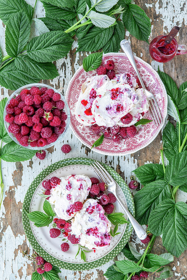 Raspberry Meringue Roll, Sliced Photograph by Irina Meliukh
