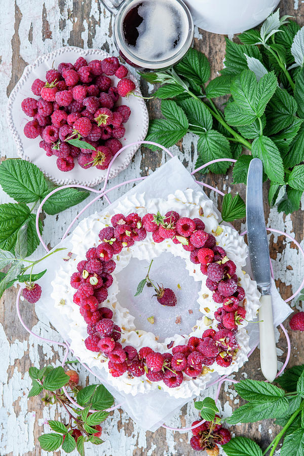Raspberry Meringue Wreath Photograph by Irina Meliukh