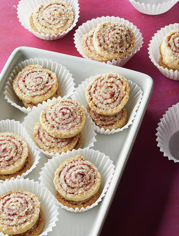 Raspberry pinwheel cookies Photograph by Cuisine at Home