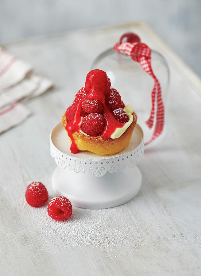 Raspberry Tart With Vanilla Sauce, Tonka Beans And Powdered Sugar Photograph by Stefan Schulte-ladbeck