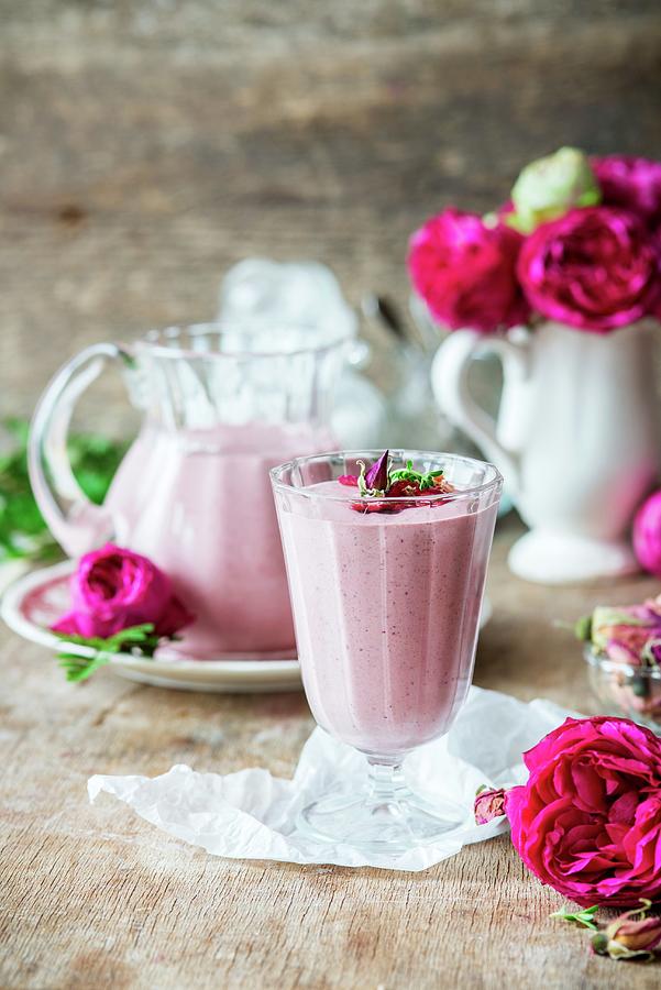 Raspberry Yoghurt Smoothie With Rose Water Photograph by Irina Meliukh