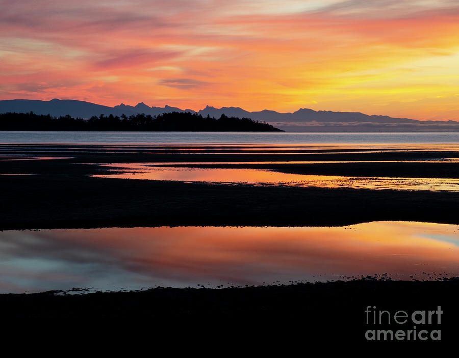 Mountain Photograph - Vancouver Island Rathtrevor Beach Sunrise  by Bob Christopher
