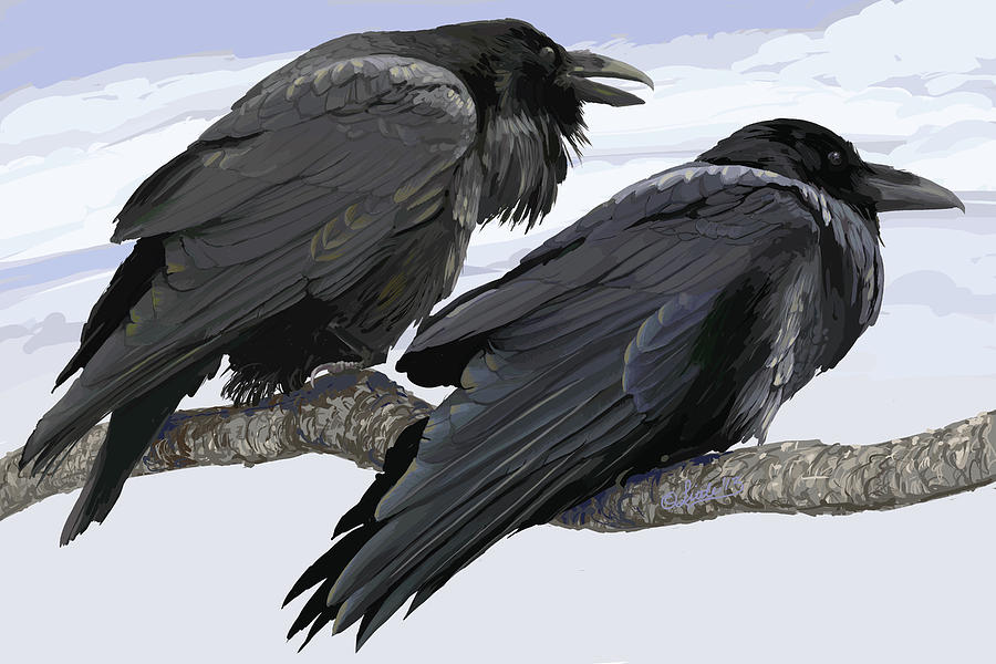 Raven Chatter Painting by Pam Little - Fine Art America