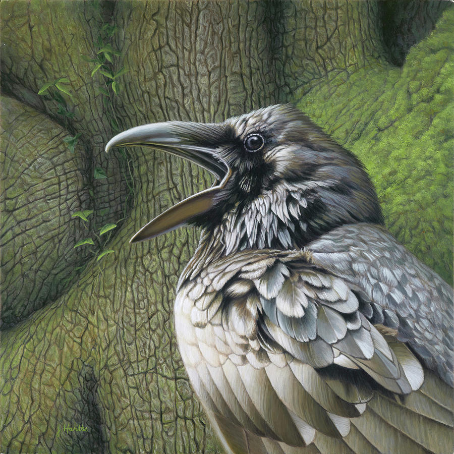 Bird Painting - Raven Earth by Judith Hartke