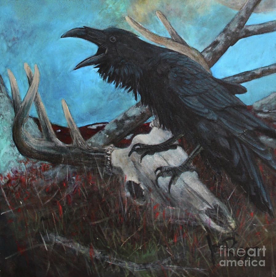 Raven on the barrens  Painting by Joe Rizzo