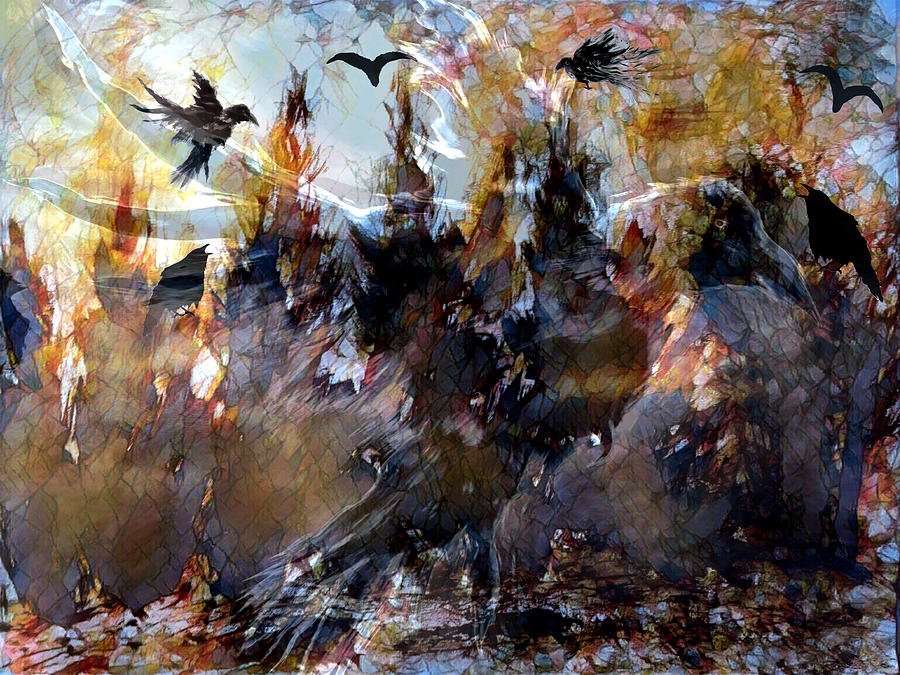 Nature Drawing - Raven Spirits by Abstract Angel Artist Stephen K
